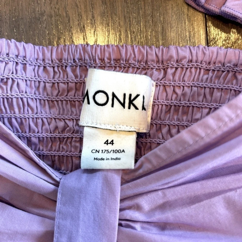 MONKI ASOS Purple Puff Sleeve Crop Top Sz 44 Festival Renaissance Coquette Girly